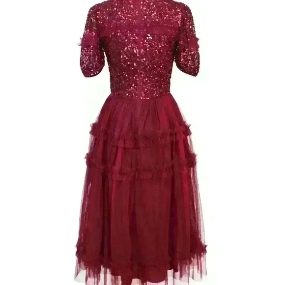Maya Deluxe Burgundy Sequin Midi Dress - Picture 8 of 8